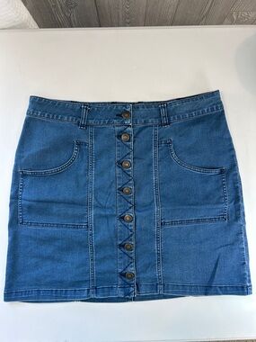 Aventura Button-Front Denim Mini Skirt - Blue